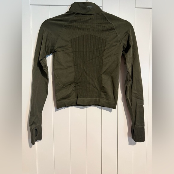 PINK Green Fitted Crop Polo Sweatshirt - Picture 5 of 5